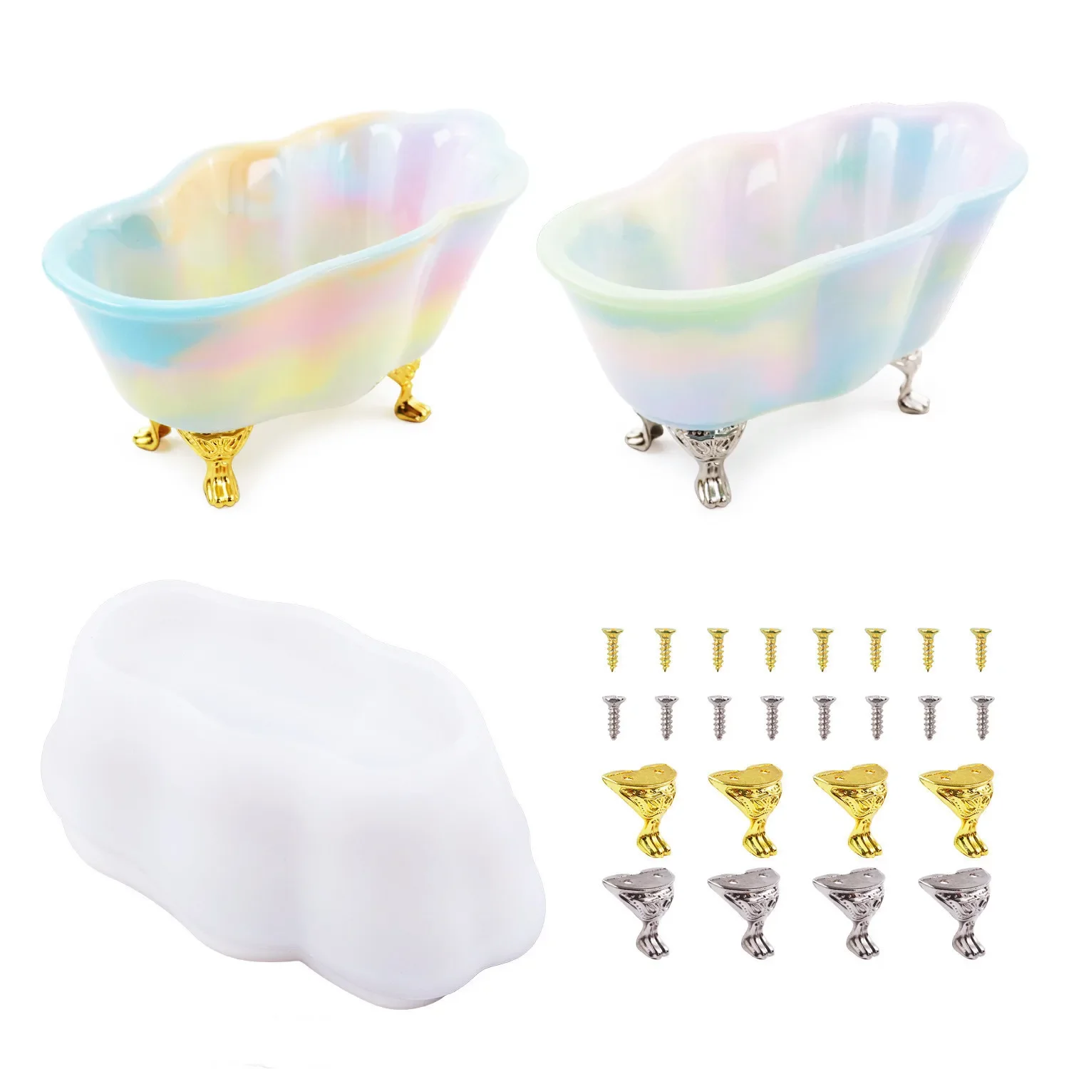 

DIY Crystal Epoxy Resin Mold Bathtub Storage Box Shell Bathtub Soap Box Mirror Silicone Mold