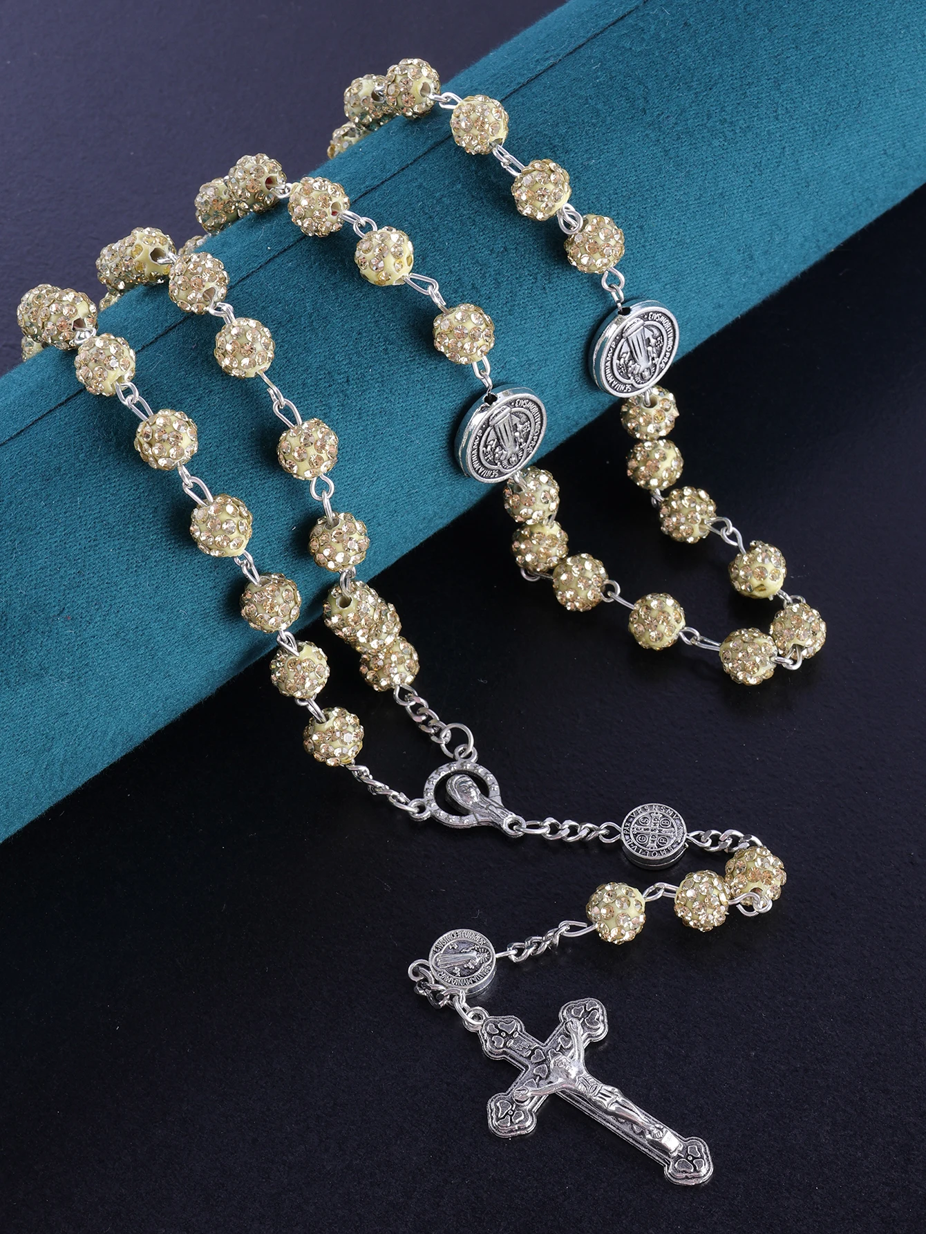 1 Stück Retro Religiöser Persönlichkeits-Rosenkranz für Männer und Frauen, Klassisch Mehrfarbig Handgefertigt Hochwertig 8mm Rosenkranz-Halskette Schmuckgeschenk – Detail 3