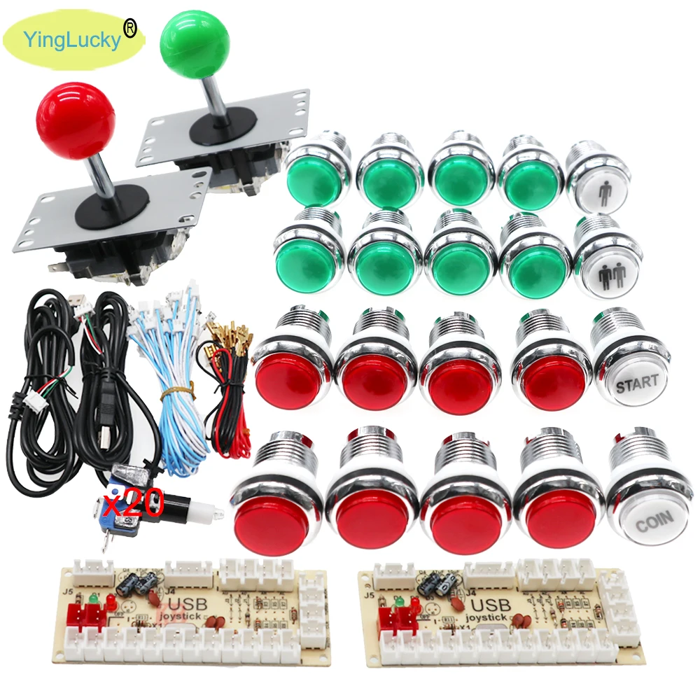 

joystick arcade DIY kit USB zero delay kit joystick with LED button to pc ps2 ps3 Raspberry Pi