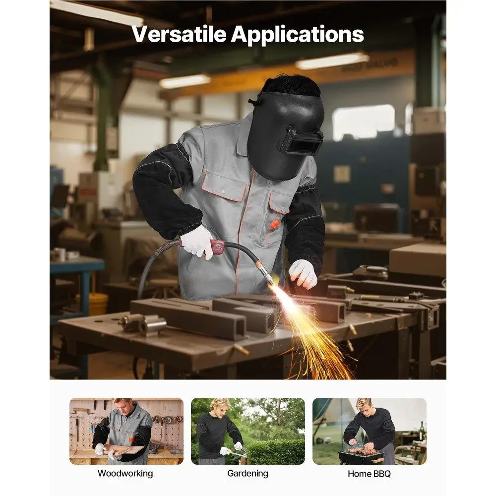 Mangas de soldagem resistentes a chamas, couro de vaca e algodão resistente ao fogo