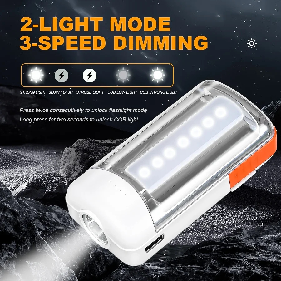 Portable Multifunctional LED Lantern 2-in-1 Rechargeable 10000mAh Mobile Power Bank Outdoor Camping Fishing Lighting Flashlight