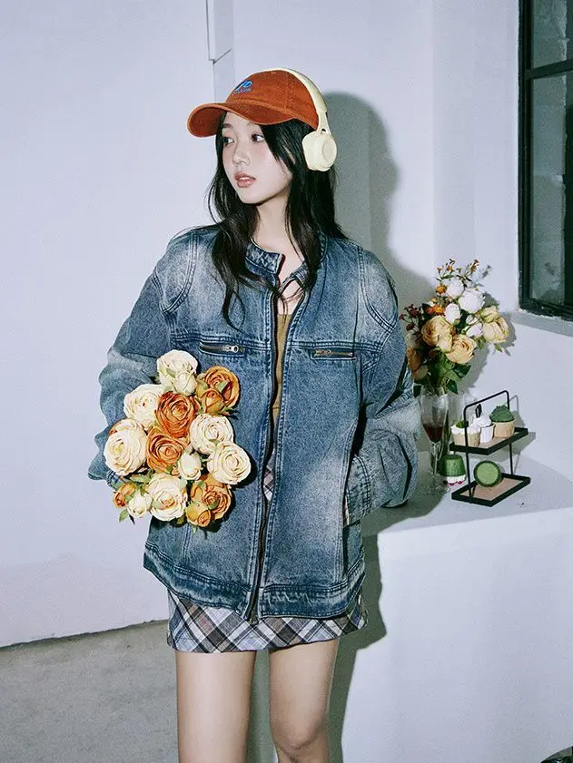 

Autumn Women'S Cropped Jackets Comfort Coarse Colorful Cozy Durable Puff-Feel Metal Buckle Check Lambswool Thickness All-Matched