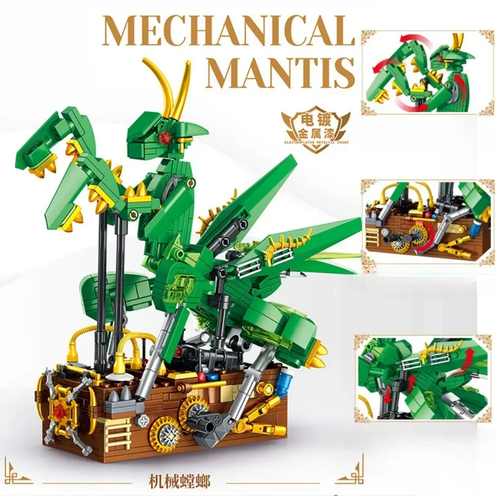 Bloques de construcción mecánicos de insectos, mariposas, animales, juguetes de montaje para niños, decoración de escritorio, regalos de cumpleaños para adultos y niños