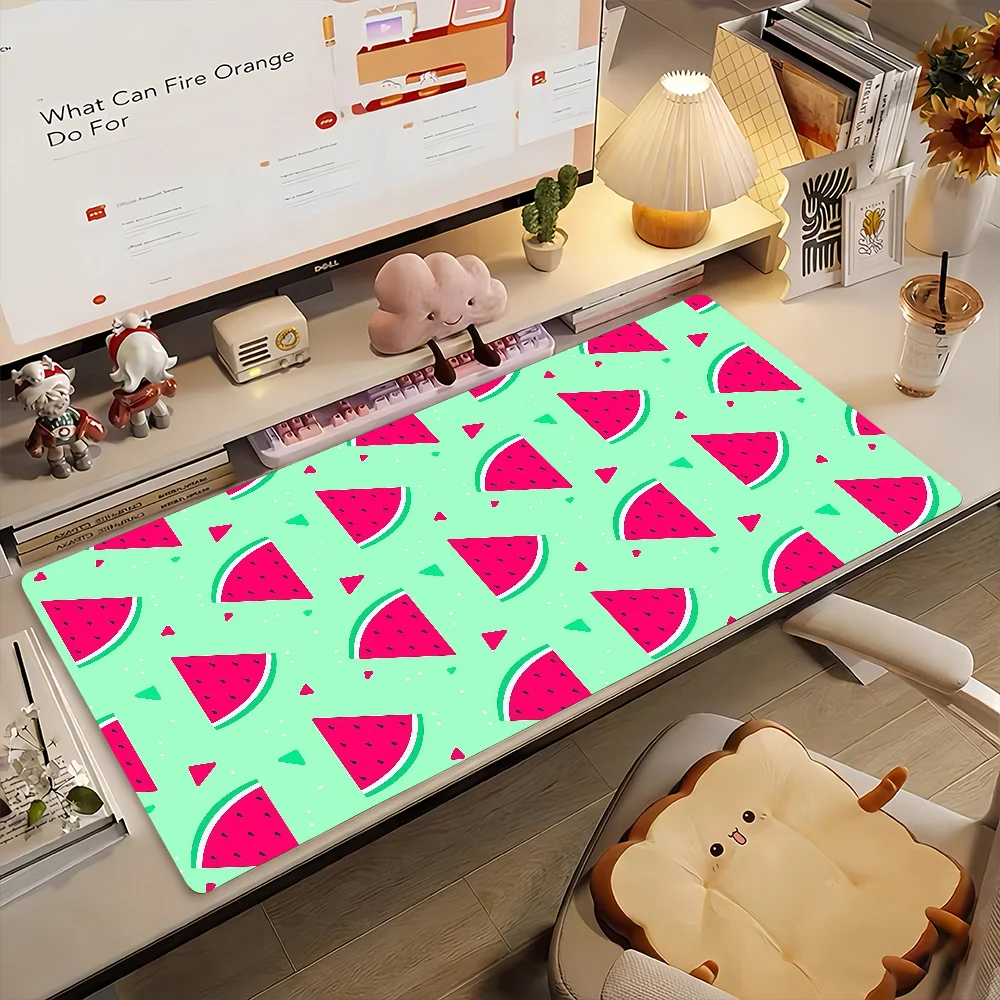 Cartoon Watermelon Mouse Pad Non-slip Locking Edge DeskMat PC Laptop Accessories Rubber Office Keyboard Game Carpet 350x900x3mm