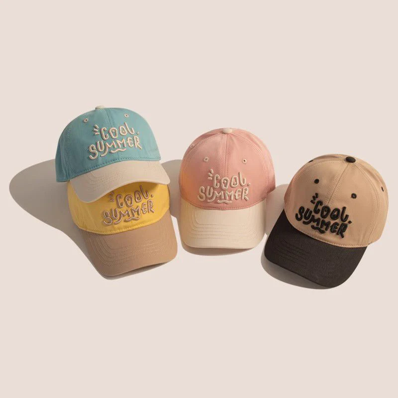 Contrasting Color Children Baseball Hat Kids Sun Shading Duck Tongue Cap Fashion Embroidery Baby Duckbill Hats 2-7Year Boys Girl