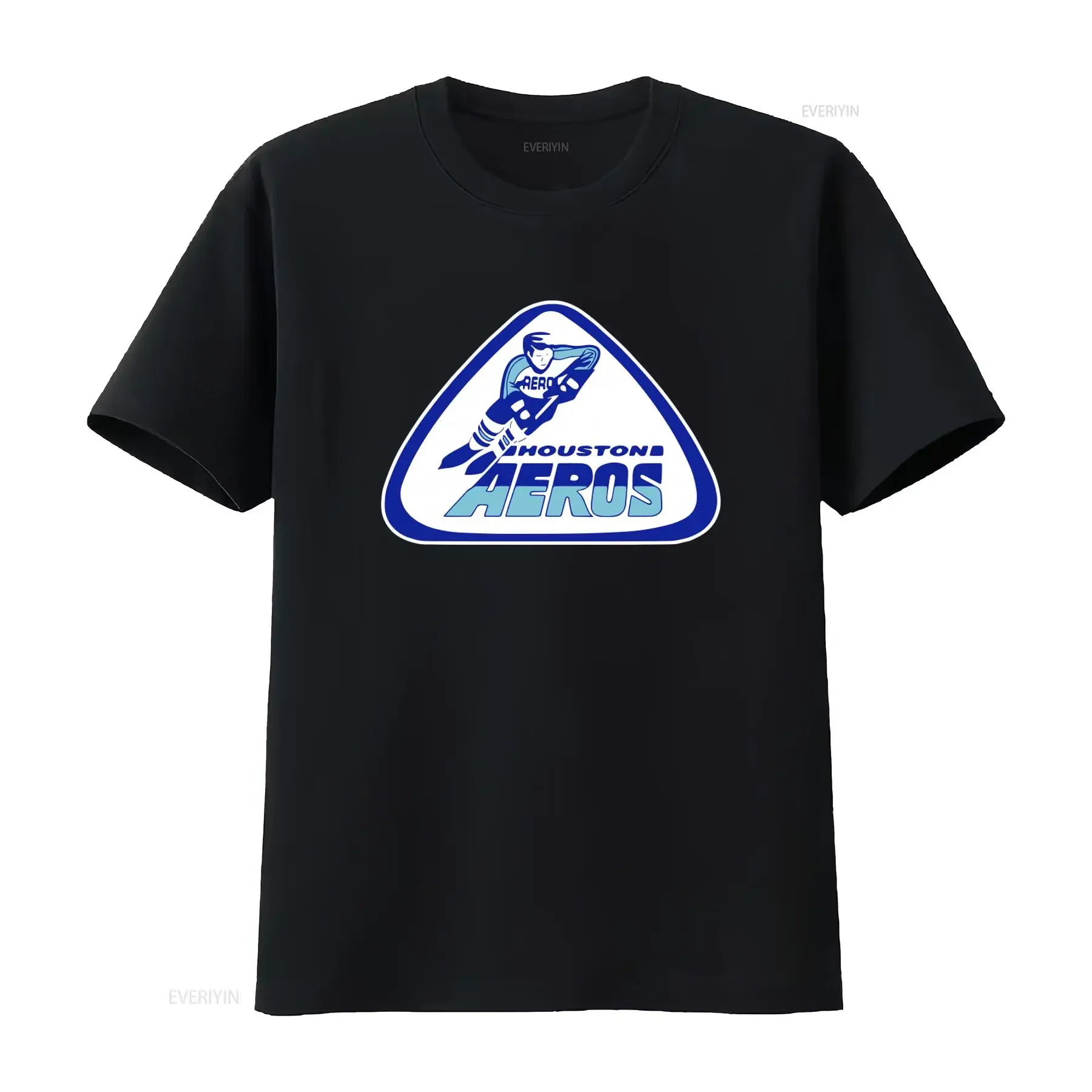 Camiseta do Time de Hóquei Houston Aeros Texas, Estilo Vintage, Moda Lavada, Confortável e Macia para Uso Diário
