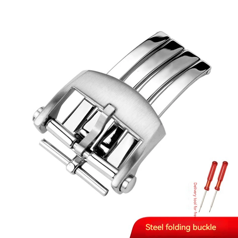 Wysokiej jakości akcesoria do pasków do zegarków ze stali nierdzewnej pasujące do zapięcia Breitling do skórzanego gumowego paska silikonowego srebrna składana klamra 20mm