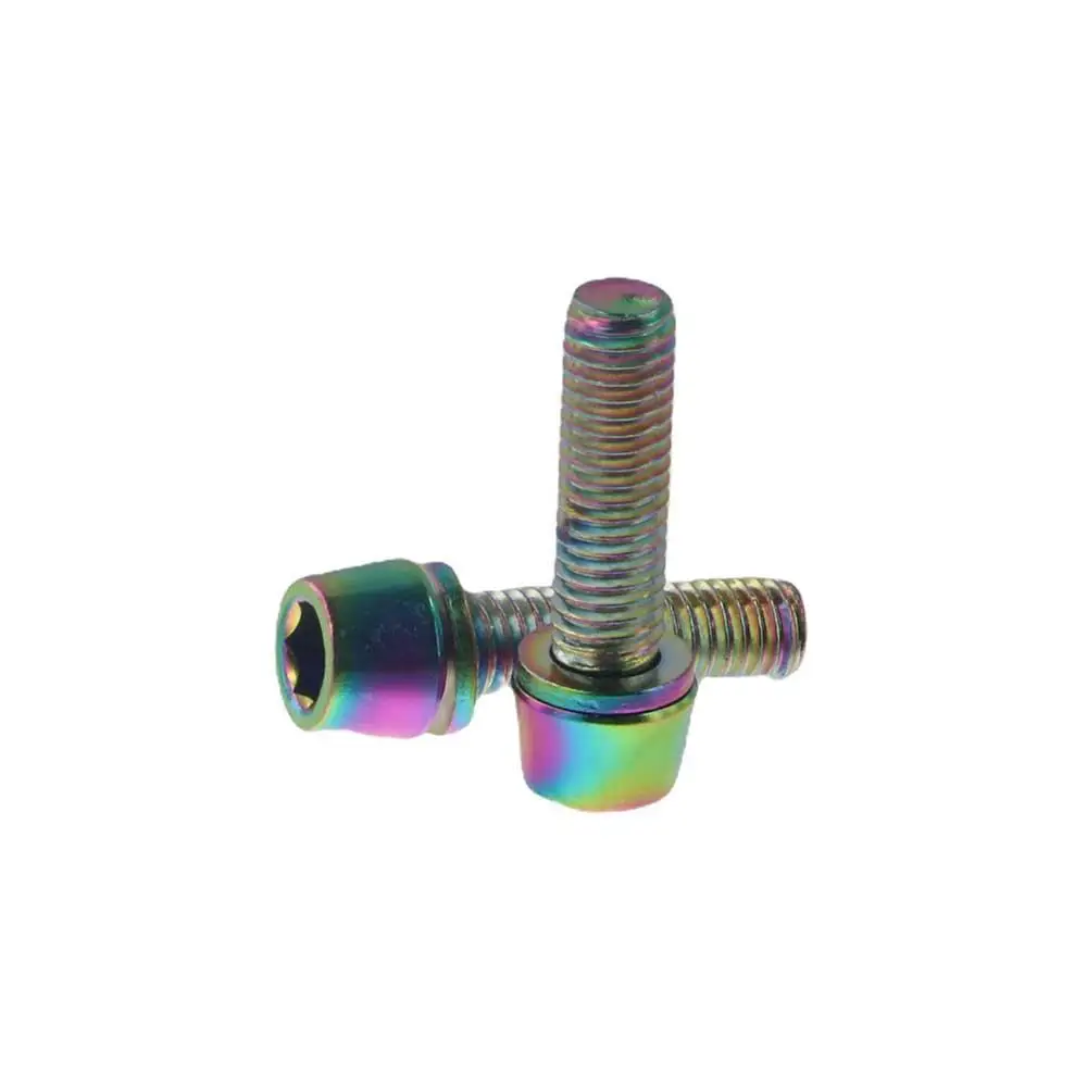 6PCS M5*18mm Bike Stem Bolts Titanium-plated Corrosion Resistance Bicycle Riser Screws Tight Threads 7 Colors - Image 2