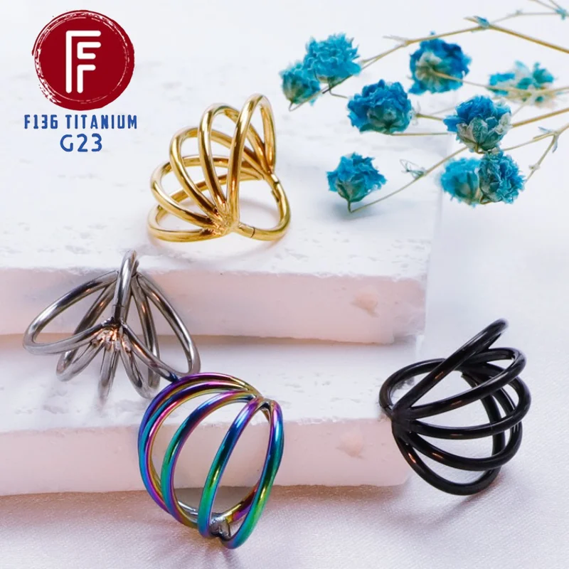 2/5pcs F136 Titanium 16G Opal Balls Eyebrow Stud Hinged Segment Tragus Septum Cartilage Helix Curved Bar Piercing Jewelry