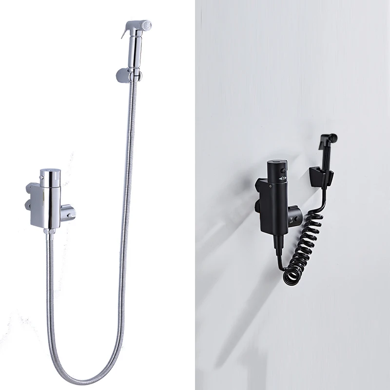 BAKALA Thermostatic Wall-Mounted Bathroom Shower Bidet Toilet Faucet Hygienic Crane Square Mixer Portable Sprayer for Bathrooms