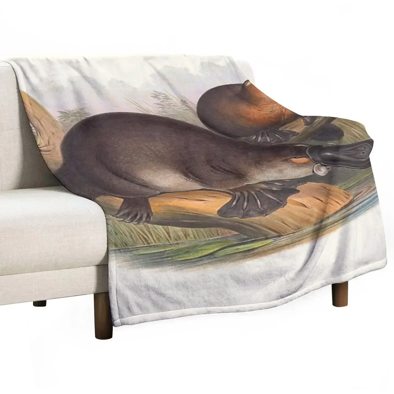 Animals Of Australia The Duck Billed Platypus Throw Blanket manga valentine gift ideas Quilt Baby Blankets