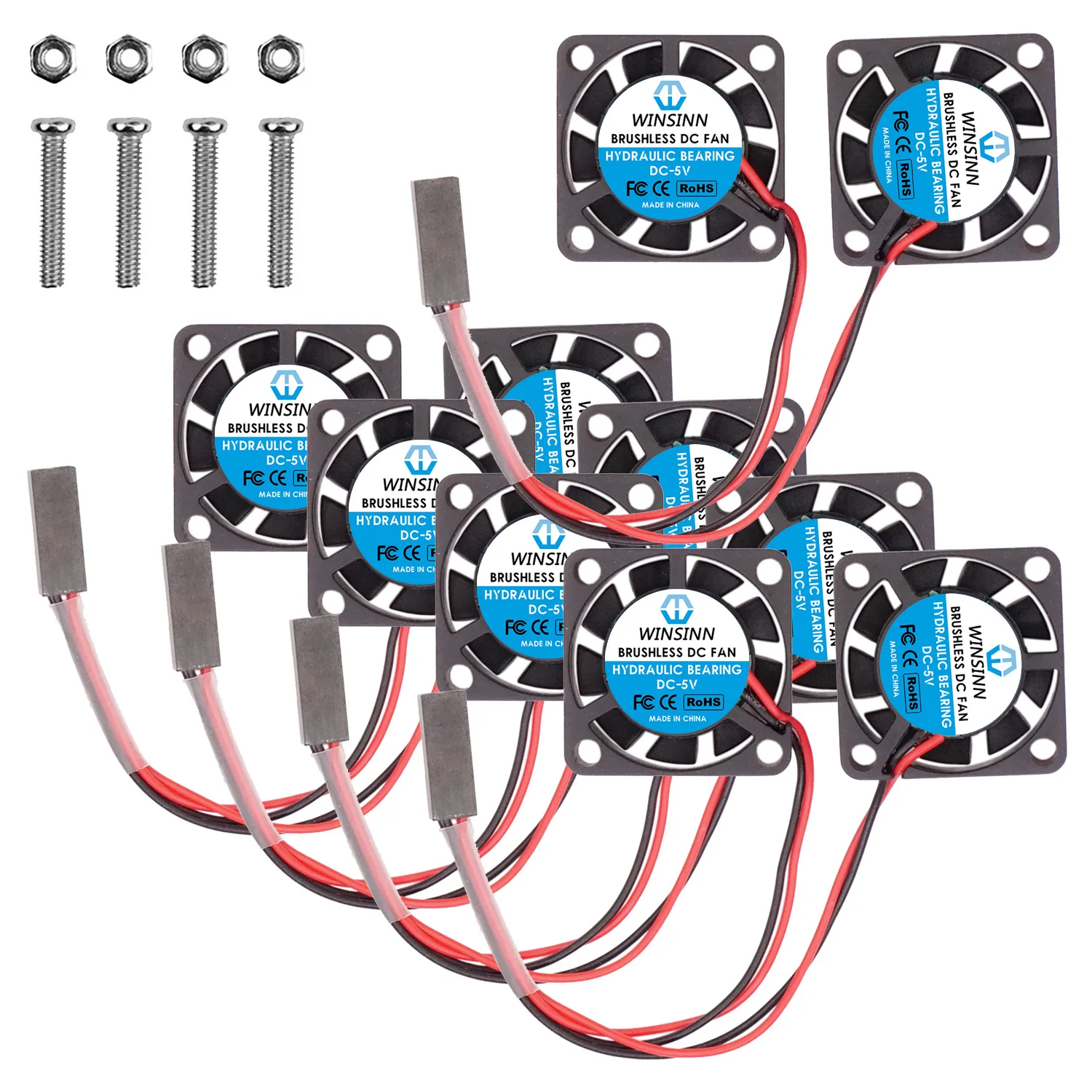 WINSINN 2507 25mm Pi Fan Dual DC 5V 12V 24V Hydraulic / Dual Ball Bearing for Raspberry Pi 25x7mm 2PIN with Screws