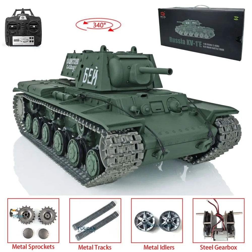 2.4G Heng Long 1/16 Escala 7.0 Atualizado Soviético KV-1 RTR RC Tanque 3878 Faixas de Metal Veículos Panzer TH17464
