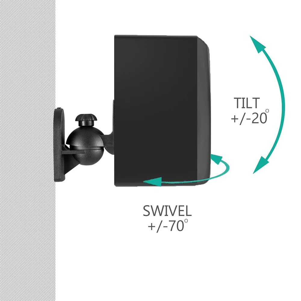 1Pair=2Pcs Universal Speaker Wall Mount Bracket For Logitech Z906 Satellite Surround Hanger Wall Tilt Angle Rotation Stand