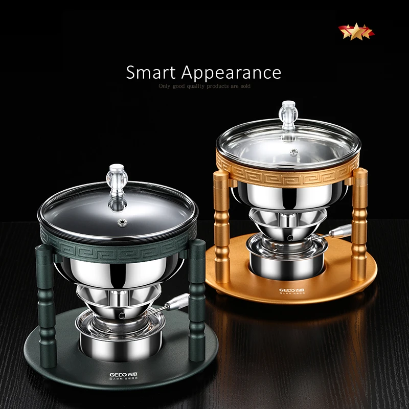 LFGB Certification Mini Fondue Pot Portable Camping Picnic Alcohol Fuel Source Stewing Pot 17.3cm Diameter Hotpot Saucepot view 4