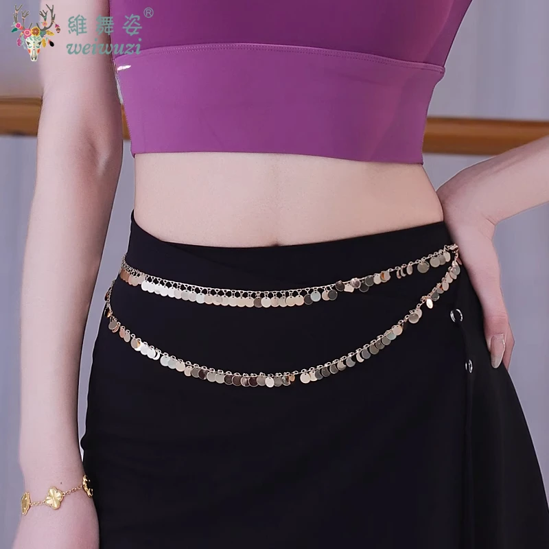 

Belly Dancing Practice Accessories Women Senior Sequin Metal Belly Button Chain Adult and Children's Oriental Dance Waist Chain