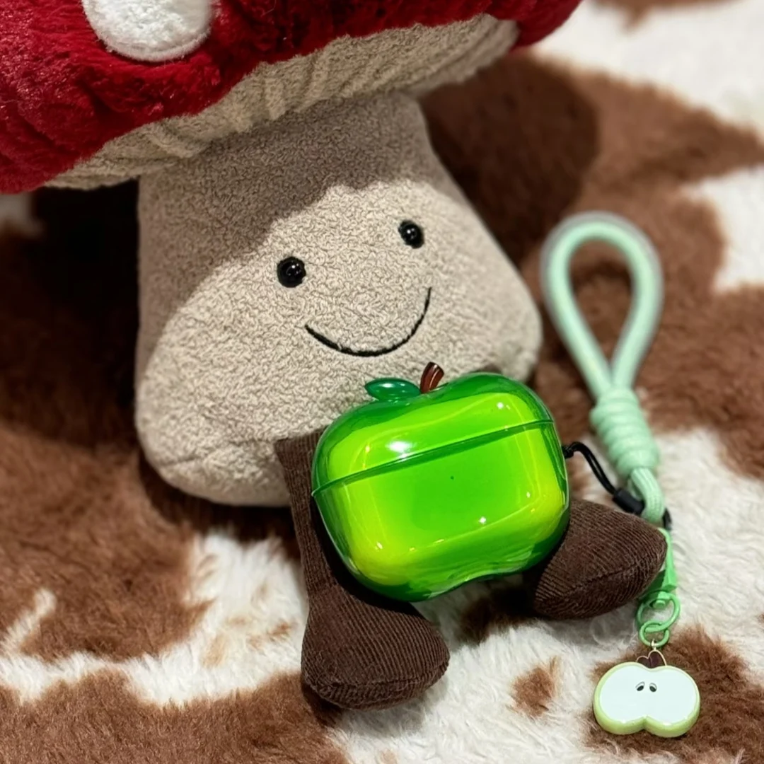 حافظة سماعة أذن شفافة على شكل أبل لأجهزة Airpods Pro 1/2/4 حافظة حماية حمراء من السيليكون هدية غطاء سماعة أذن مخصصة