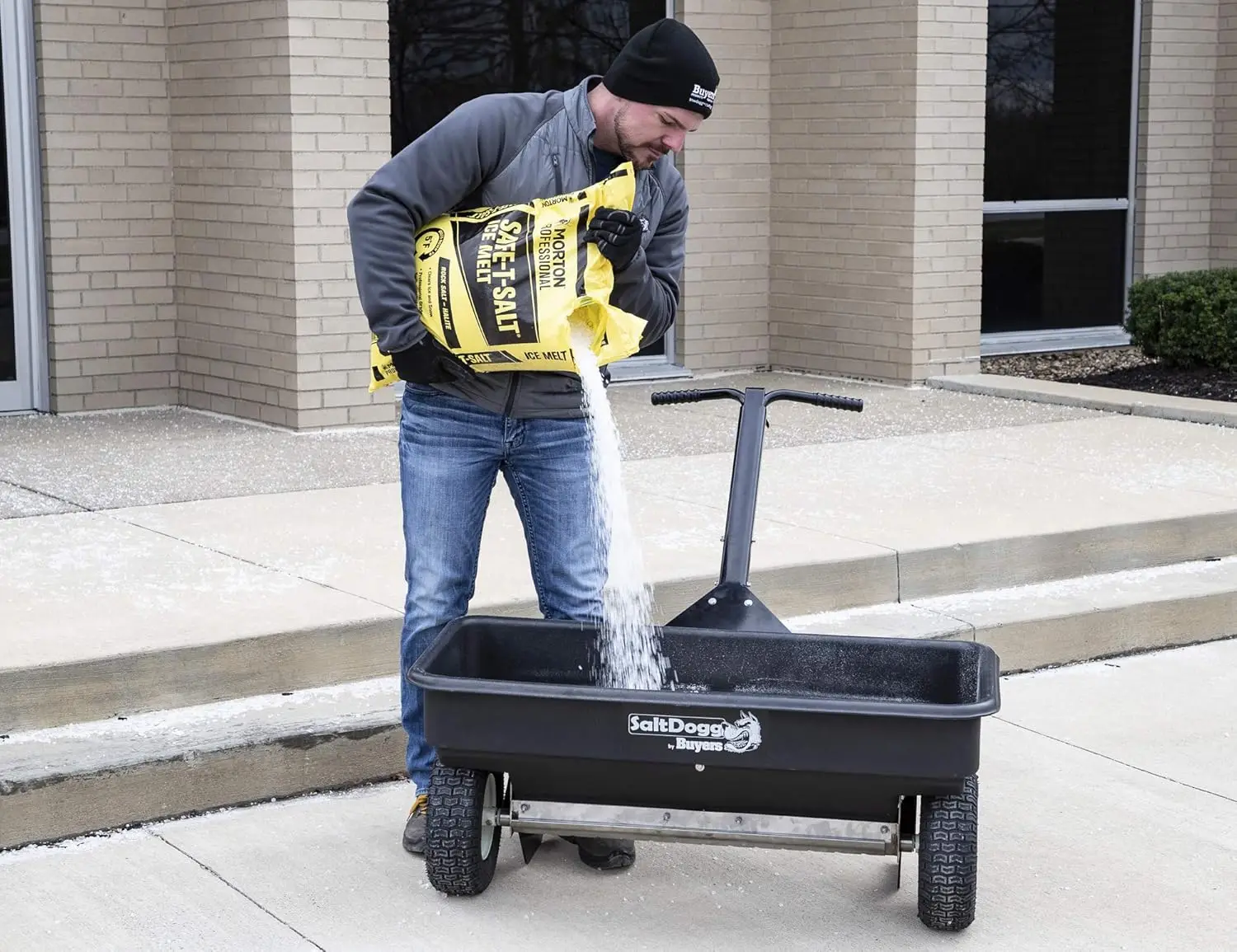 Wb400 Professional 200 Lb Capacity Walk Behind Drop Salt Spreader, Black