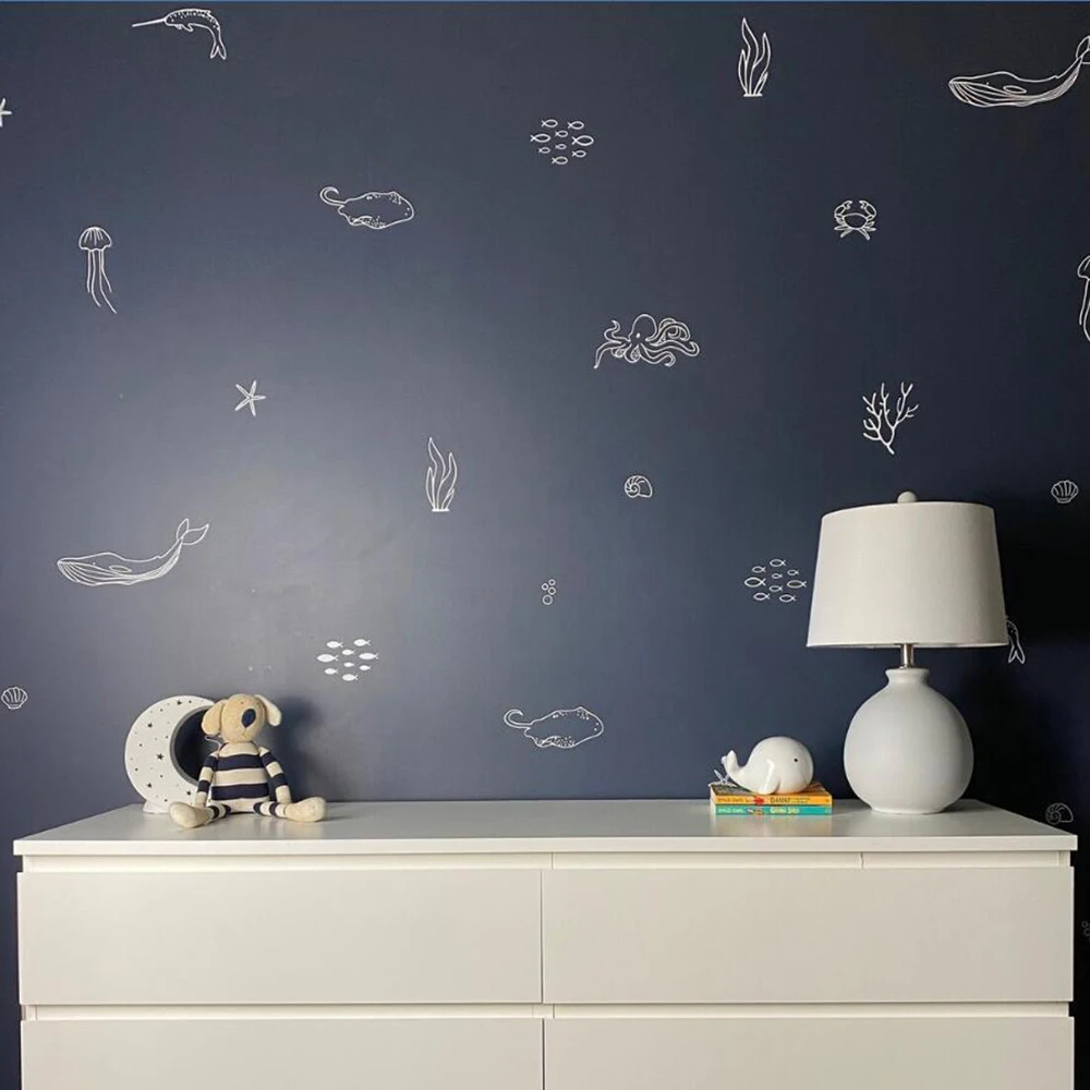 Ocean Animal Fish Whale Bubble Wall Sticker Decal Nautical Under Sea Landscape Crab Aquatic Baby Nursery Kids Room Bedroom