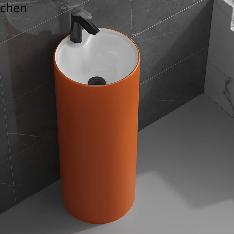 

Z31- matt column basin ceramic integrated wash basin floor basin Fanxin conjoined column