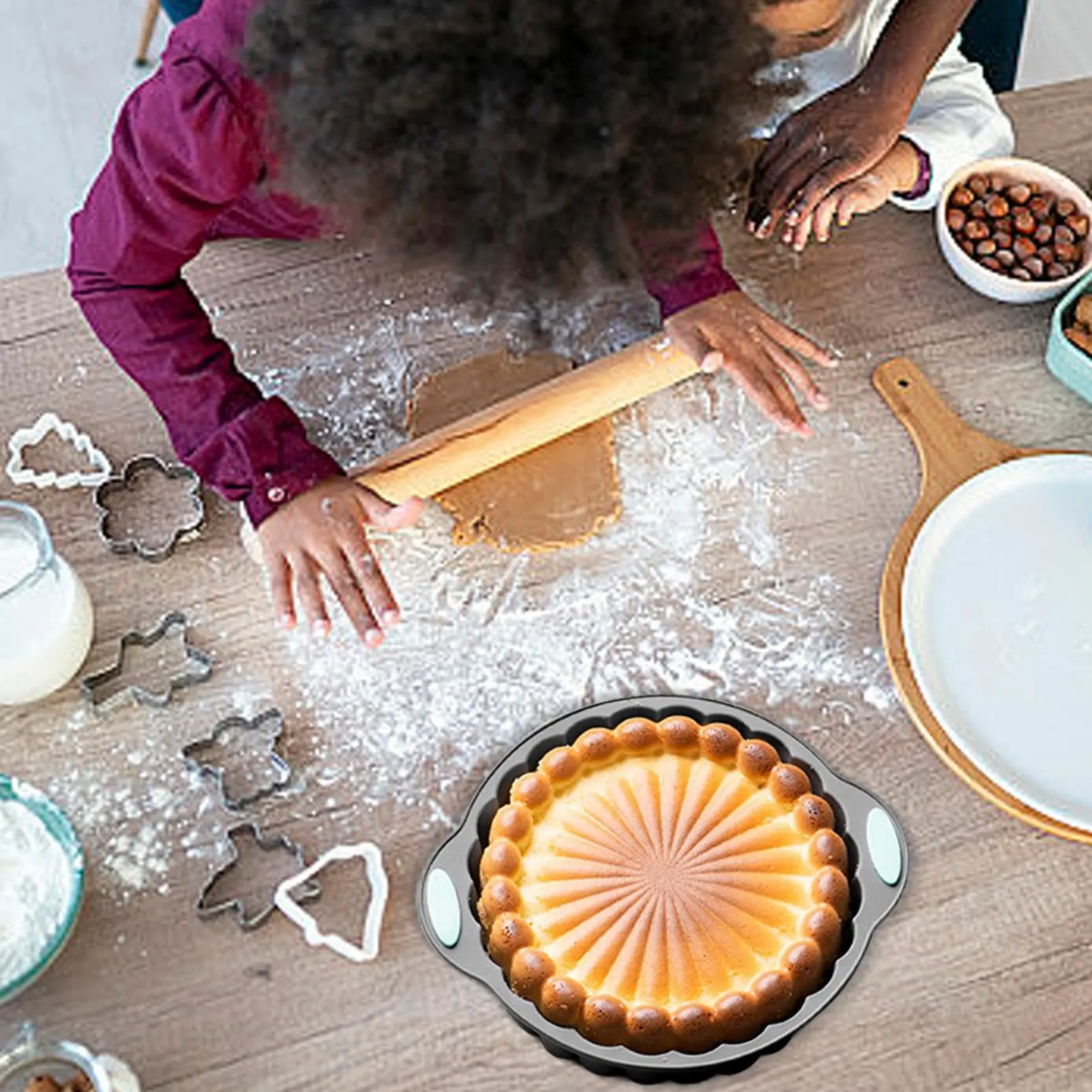 Geriffelte Kuchenform – Silikonform, tragbare Backform, Kuchenform, große Kuchen-Backformen für Valentinstag, Geburtstage und Feiertage