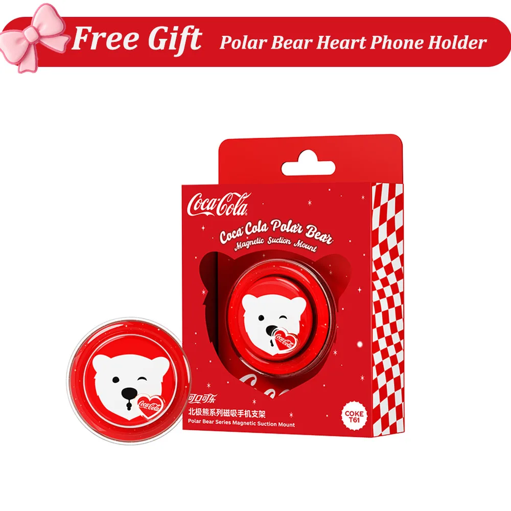 Coca‑Cola T13 Pink Bluetooth Earbuds,Free Cute Polar Bear Heart Phone Stand Gift,Semi‑in‑Ear Wireless Headset Long Battery Life