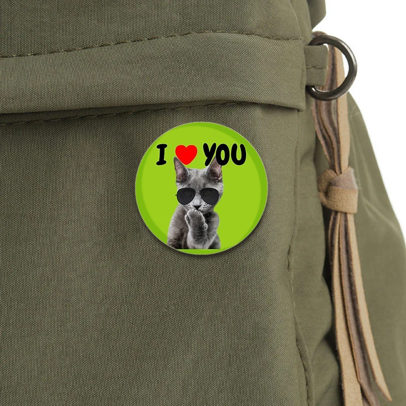 Funny Cute Animals Cats Frog Button Pins Round Creative Brooches for Backpack Jewelry Accessories Gifts Handmade Badge
