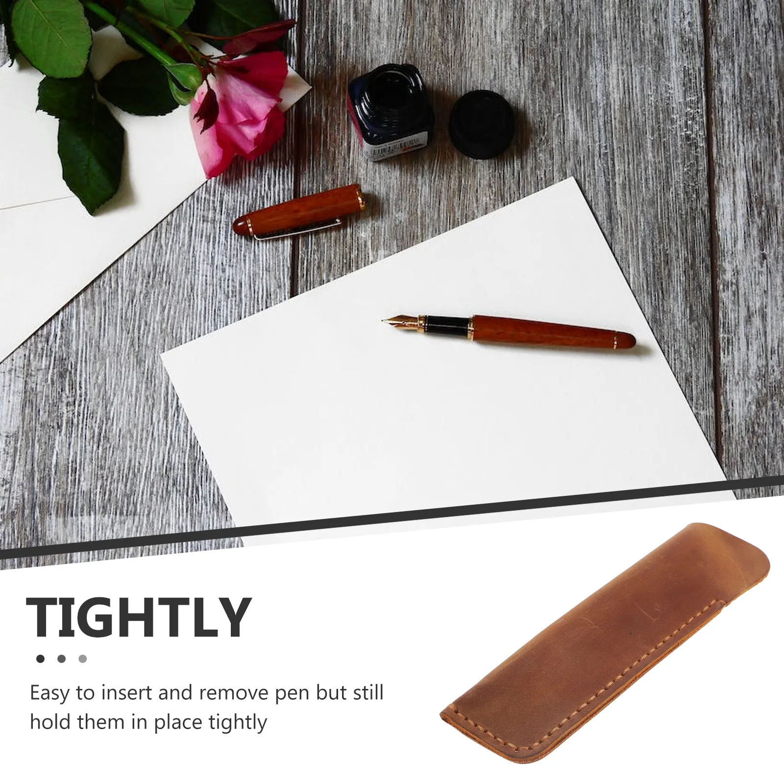 

Cowhide Pen Set Aesthetic Pencil Pouch Fountain Holder Sleeve Cases for Adults Pocket Protector Cover Single