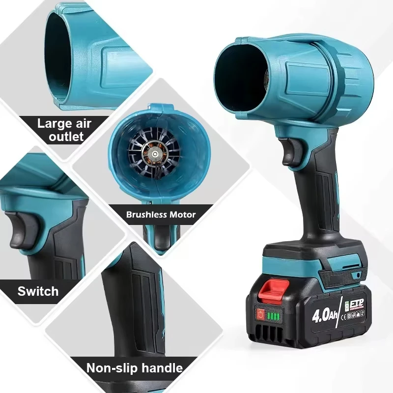 Вентилятор для Makita 18 В Dewalt 20 В, литиевые батареи, бесщеточный электрический воздуходувка, беспроводной струйный турбовентилятор, 200 м/с, жестокий вентилятор