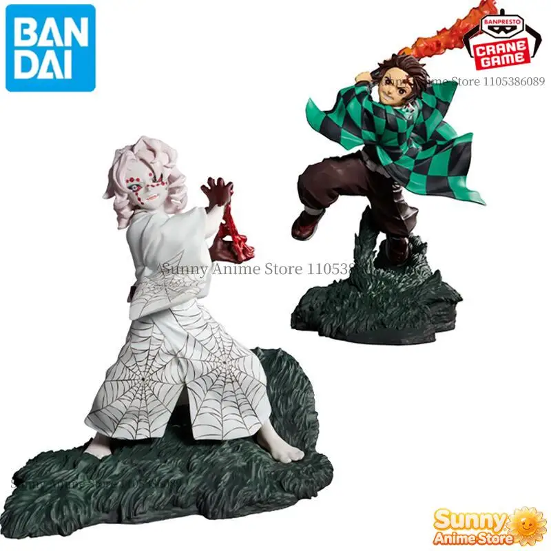 Bandai Original Banpresto Demon Slayer Tanjiro Kamado Vs Rui Set de Batalla Figuras de Acción Muñeco de Anime Modelo Estatua Juguete Regalo de Festival