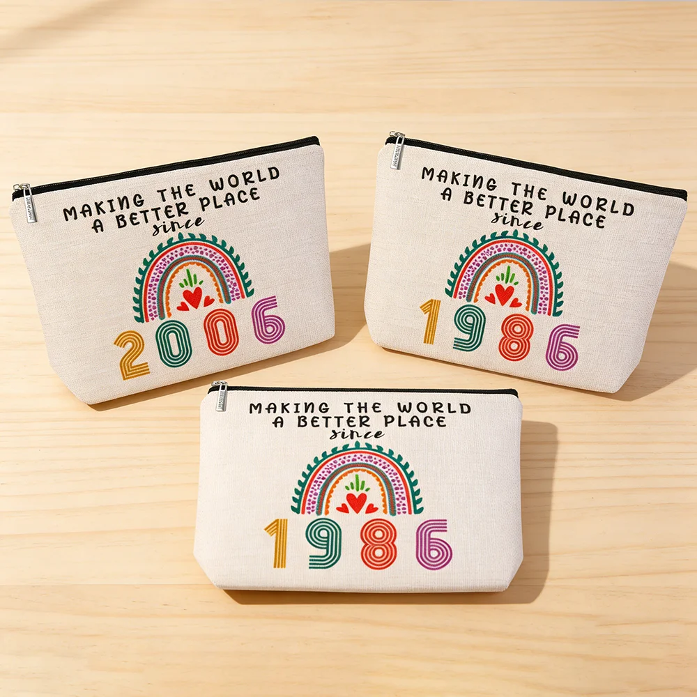 Haciendo del mundo un lugar mejor desde que existen las bolsas de maquillaje, regalo de cumpleaños para ella, accesorio para el 20/30/40 cumpleaños, idea de regalo para fiesta de 30 años