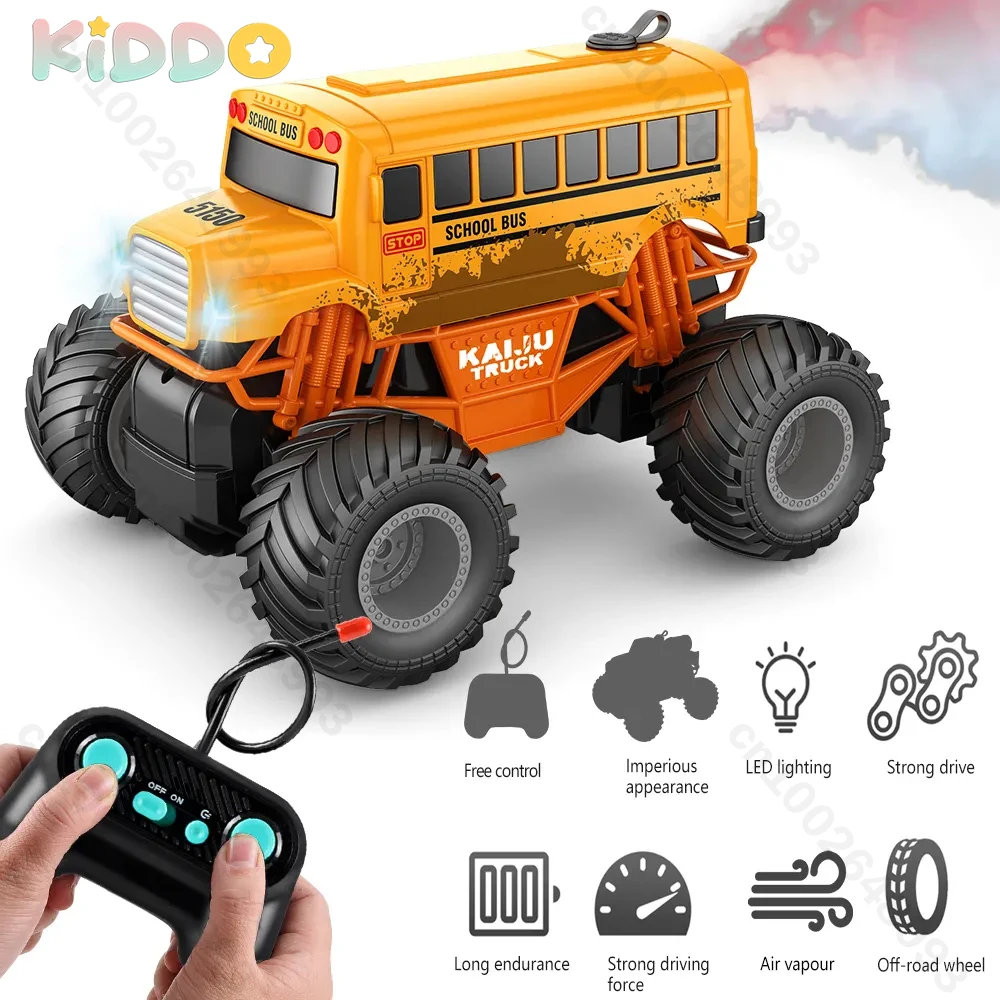 

1:16 RC Cars four-way Off-Road Vehicle 40HZ Spray with Light Remote Control Vehicle Elastic Leather Truck Bus Climbing Car Toy