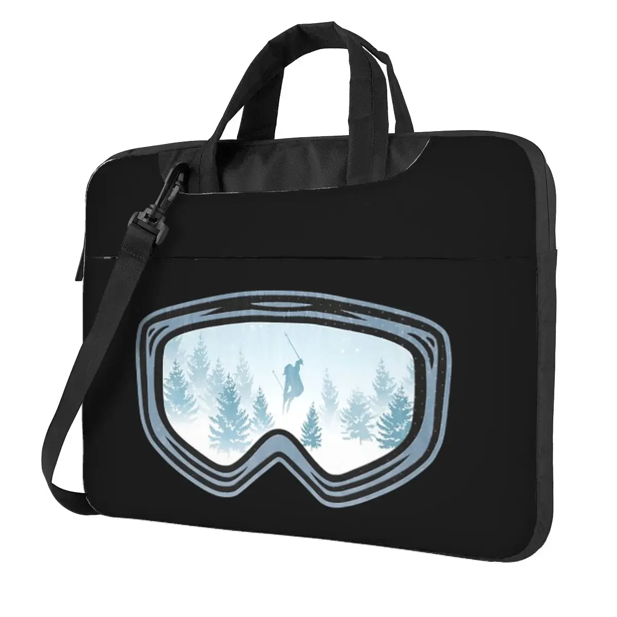 Ski Goggles Skier Silhouette Snowy Forest Crossbody Laptop Bag Case Computer Bag 13 14 15.6 Inch Notebook Pouch for Macbook Pro