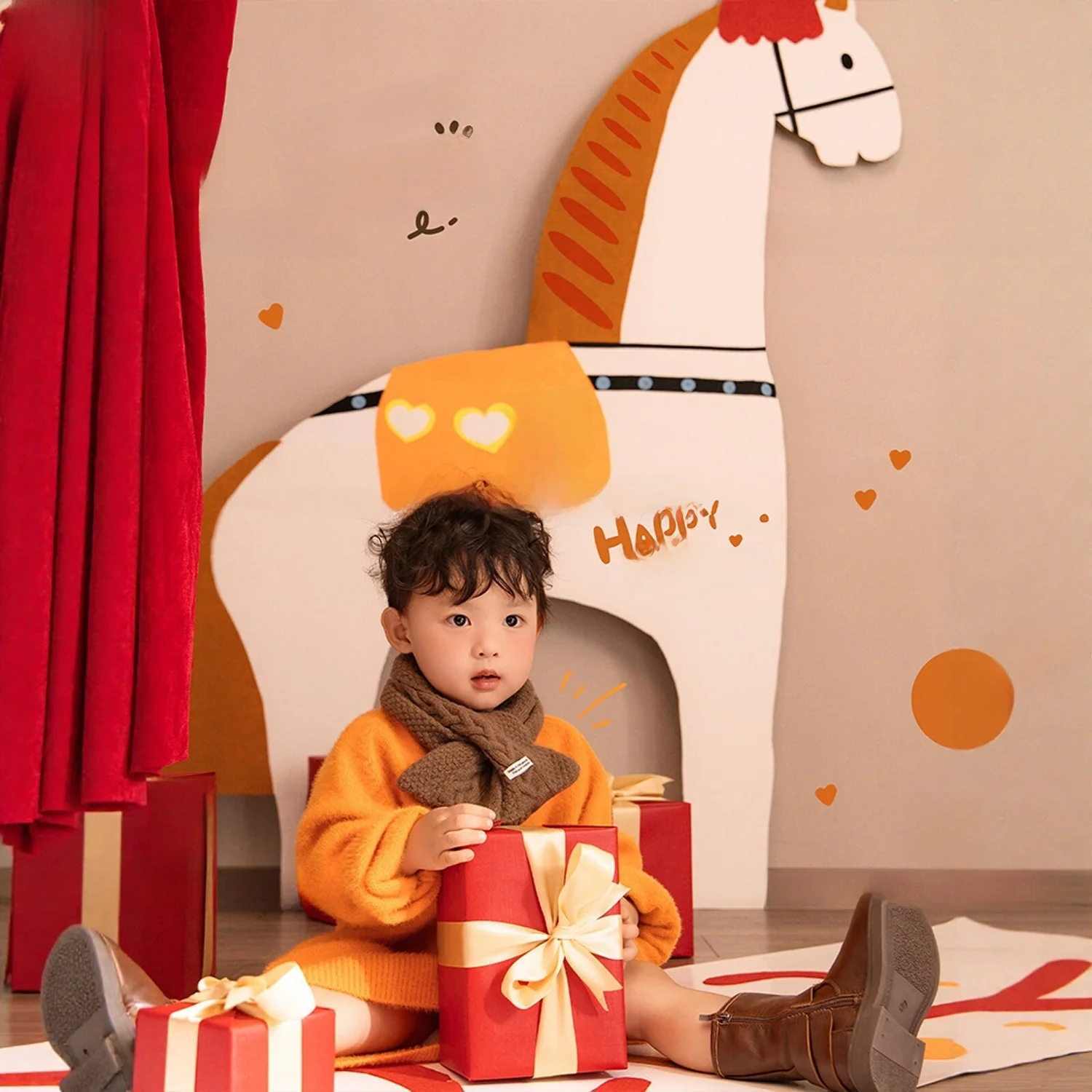 

Новогодний реквизит для фотосъемки, детское украшение для яблока, доска KT, композиция сцены, праздничные принадлежности