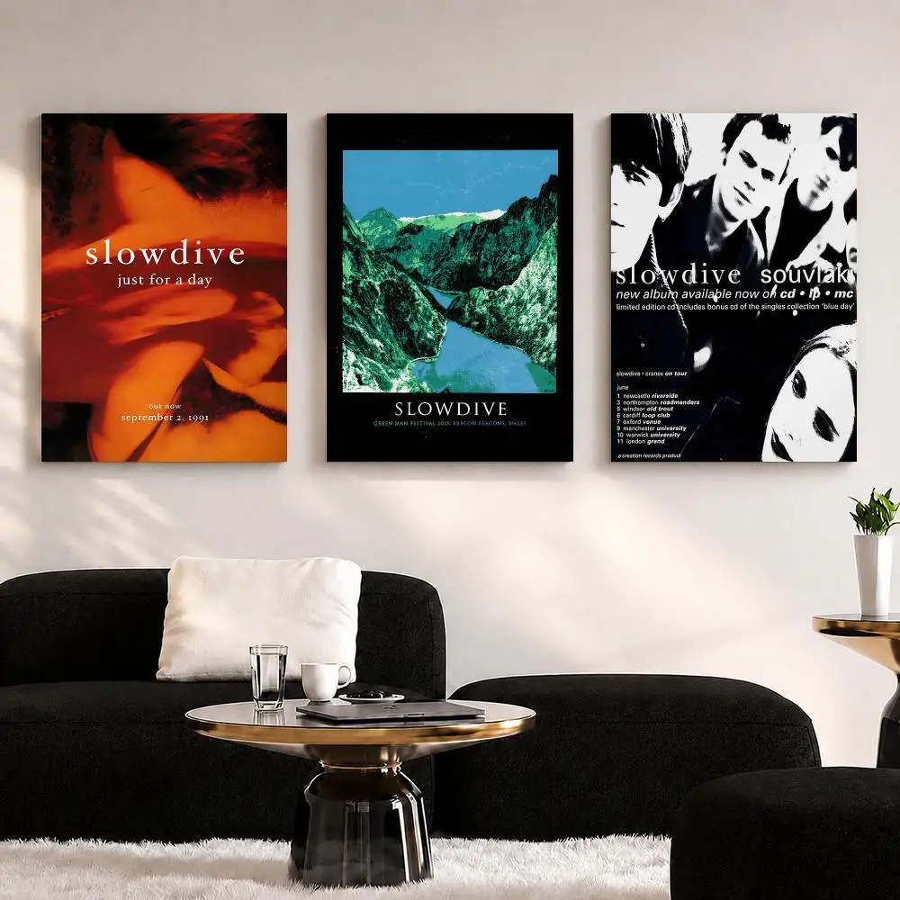 Rock Band Album S-Slowdive Framed Wall Painting Ready to Hang Canvas Wall Art Poster for Bedroom Living Room Home Decor Gift