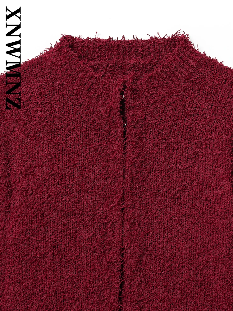 XNWMNZ 2025 Autunno Lady Fashion Pendolarismo Manica lunga Maglia a maniche lunghe Top Chic Casual Abbigliamento donna O-Colletto Semplice Cardigan