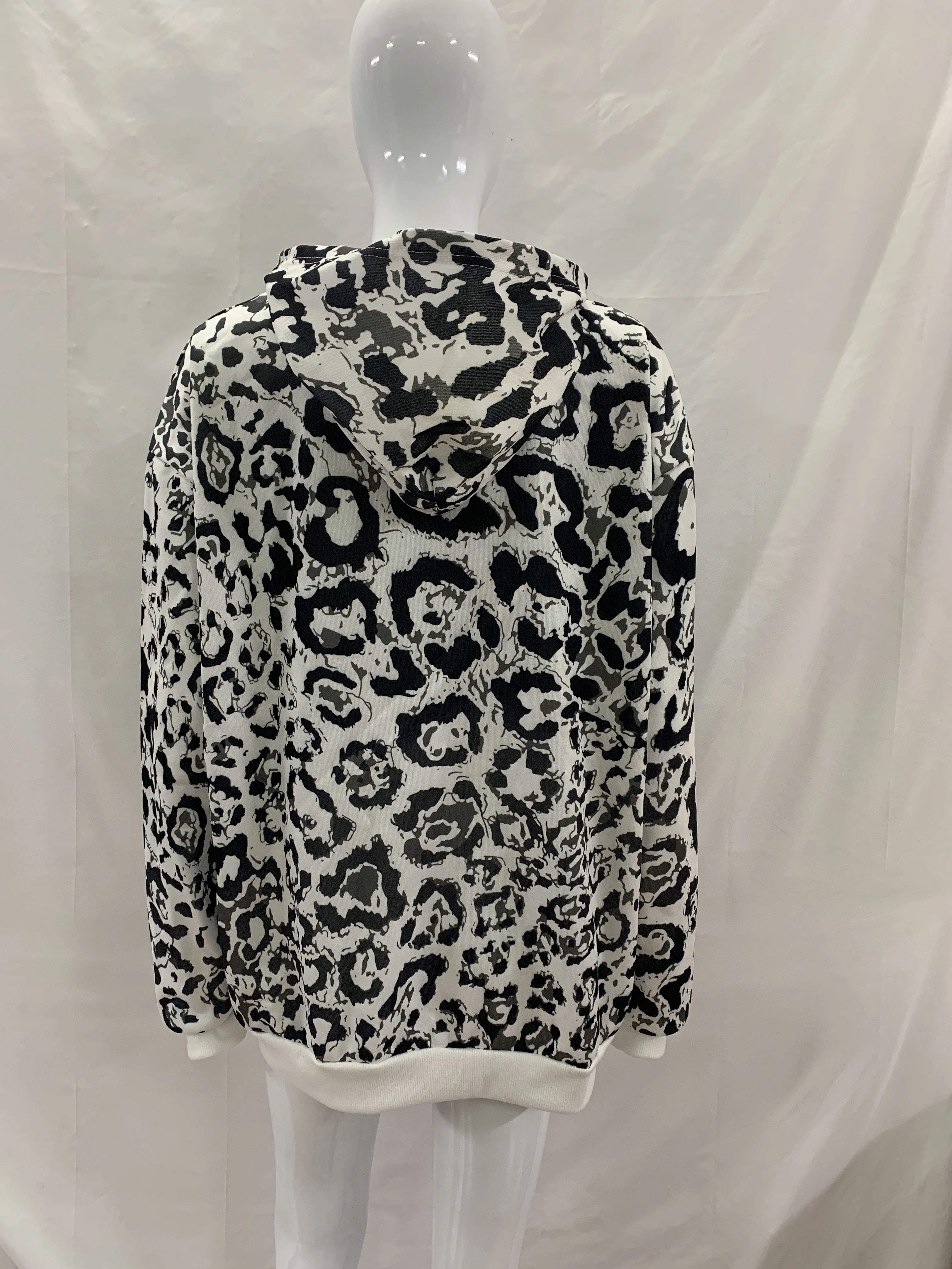 Kurzes Kapuzenpullover-Set mit Reißverschluss, weit geschnittene Jogginghose, vollständiger Leoparden-Print, Y2K-Street-Outfit für Mädchen, tägliches Layering-Wear – Detail 12