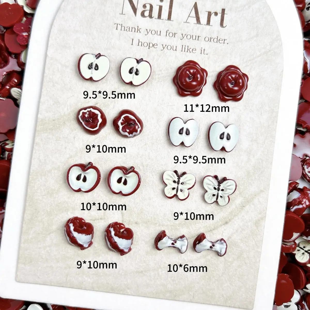 Inovador simulado vermelho maçã resina prego encantos 3d adorável criativo vermelho escuro maçã decorações da arte do prego para diy hairpin unhas