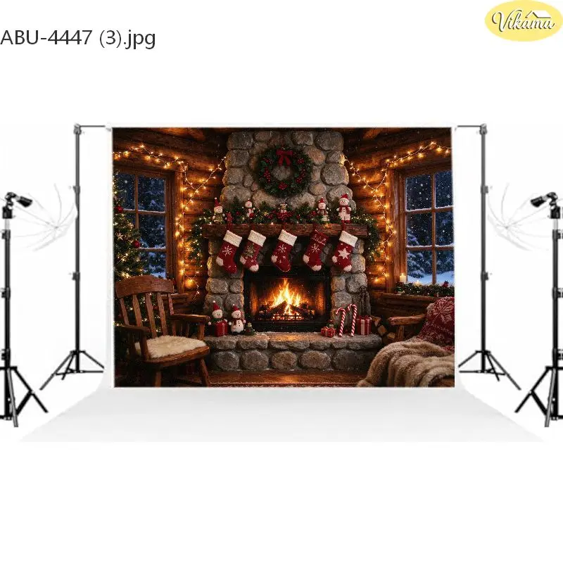 VIKAMA Gingerbread House Man Cookies Holiday Photo Backdrop Banner for Xmas Party Studio Photography Booth Decorative Home Decor