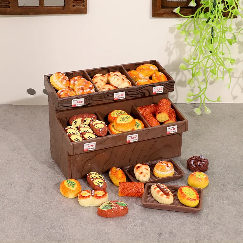 Crianças mini armário de pão simulação em miniatura pão comida sobremesa jogar modelo ornamentos supermercado cena jogar casa brinquedos