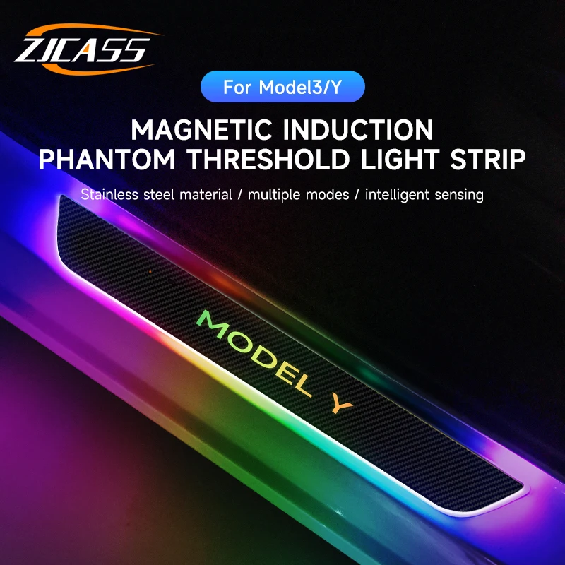 

For Tesla Model Y LED Pedal light Model 3 RGB Welcome Light Car Decorative Ambient Light For Car Interiors Anti-tread Protection