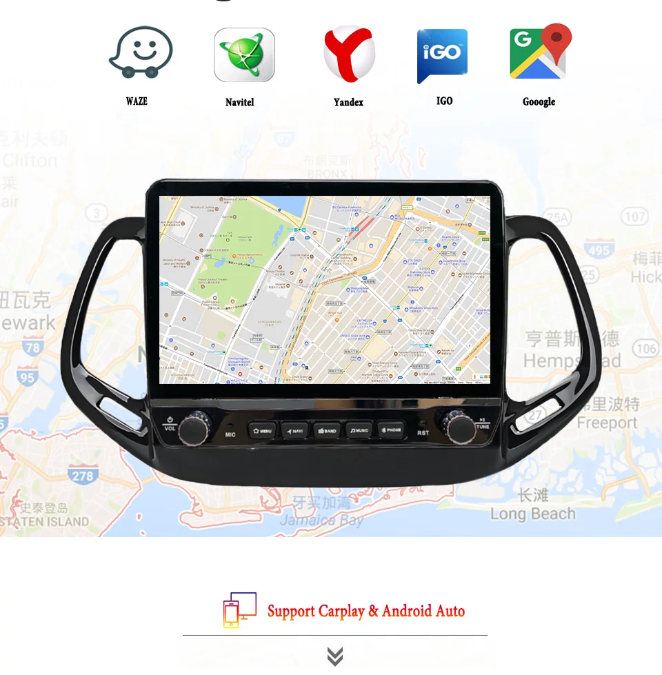 Android 14 8G Ram Car Radio Video DVD Player Navigation GPS For Jeep Compass 2016 2017 2018 Car intelligent systems 4G Lte Wifi