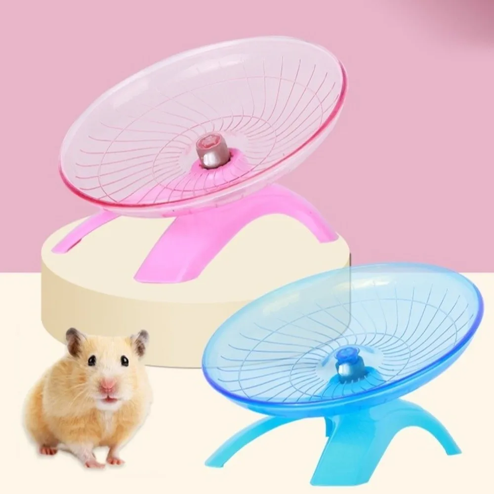 Fotografia 4: Roda voadora transparente para hamster, eixo de aço, operação silenciosa, roda de corrida de hamster, base estável, brinquedo de disco de corrida de plástico