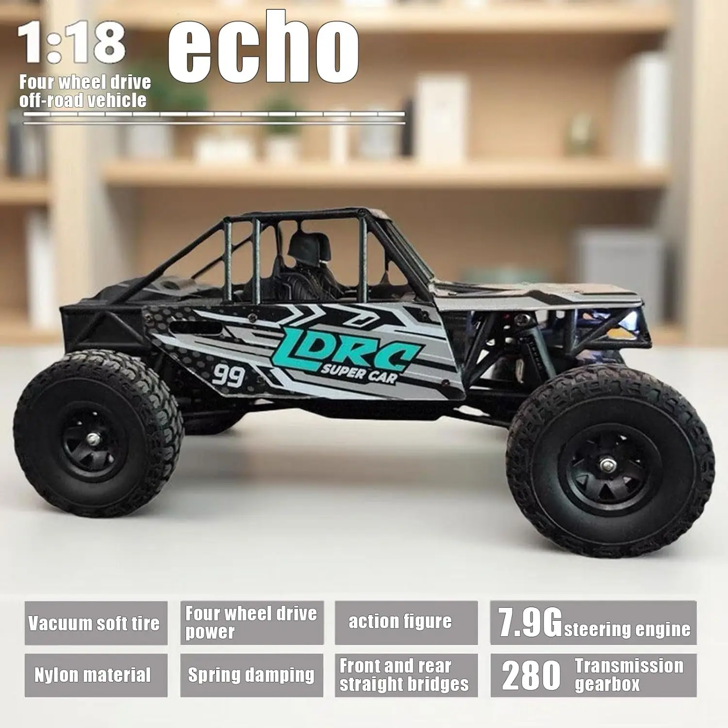18499 RC Arrampicata Auto 1/18 Proporzione Completa Rc Offroad 4x4 Crawler Pipe Rack Veicolo Auto Modello RTR (Blu)