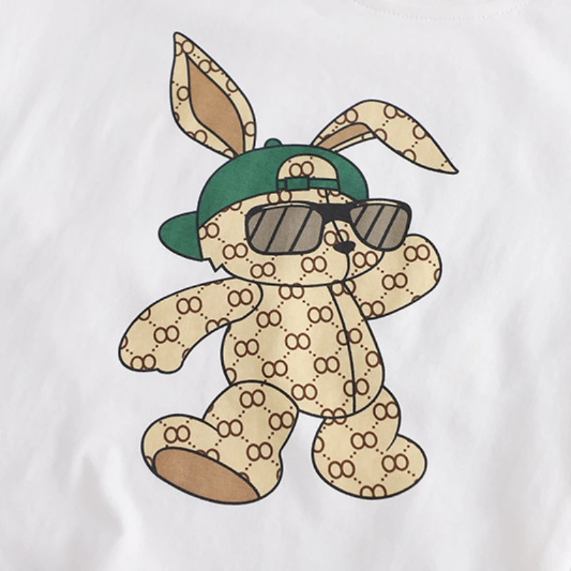 Summer Baby Clothes Kid Boy Cartoon Rabbit T-Shirts Shorts Suit Infant Toddler Girl Short Sleeve Top and Bottom 2 Pieces Set