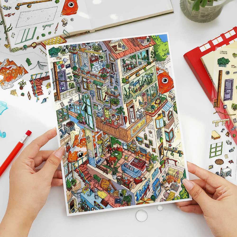 

Chaoyu My Little House 3D Stereoscopic Scene Stickers High-Difficulty Large-Scale Miniature Scene Children's DIY Craft Toy
