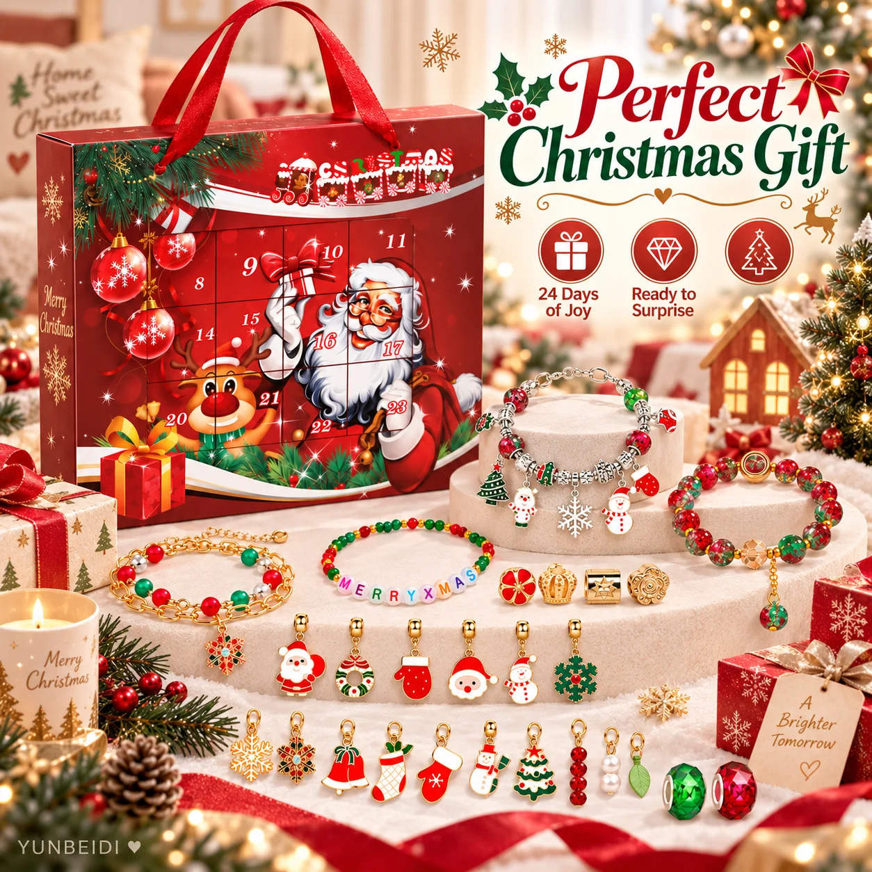 Jewelry Making Advent Calendar - 24Grid Christmas Advent Calendar DIY Alloy