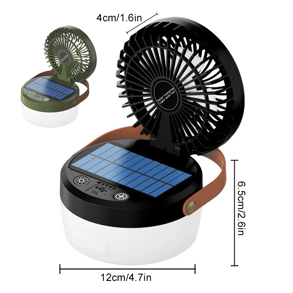 

Outdoor Solar Fan Lantern Camping Lights 2-in-1 4 Light Modes with Hanging for Power Failure Emergency Survival Travel Adventure
