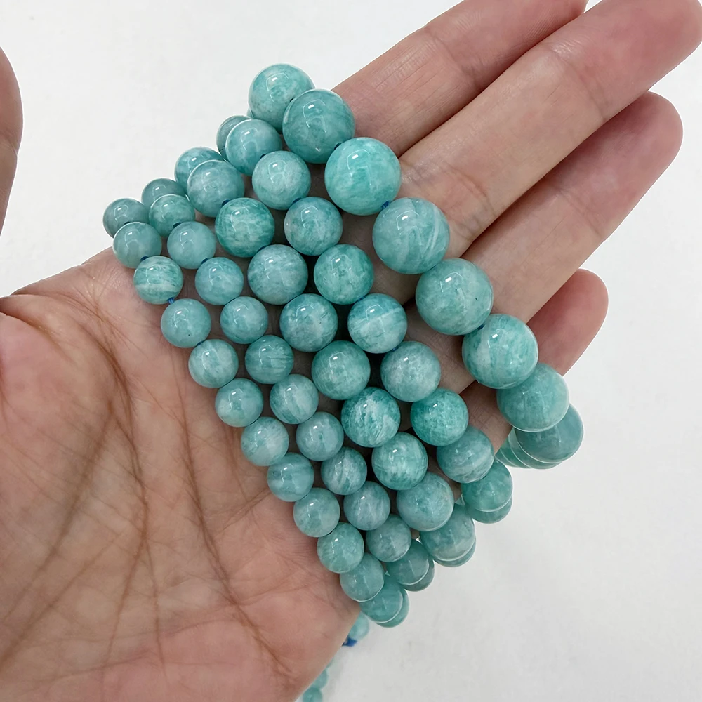 Genuine Semi-precious A Quality Brazil Amazonite Natural Stone Round Loose Beads 6 8 10 MM Pick Size for Jewelry Making DIY