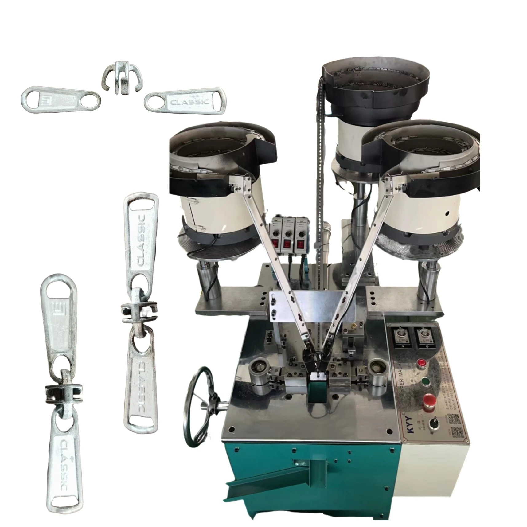 KYY ODM OEM Double Zipper Slider Pullers Assembly Machine, Two Sided Zipper Puller Making Machine,Slider Assembly Machine
